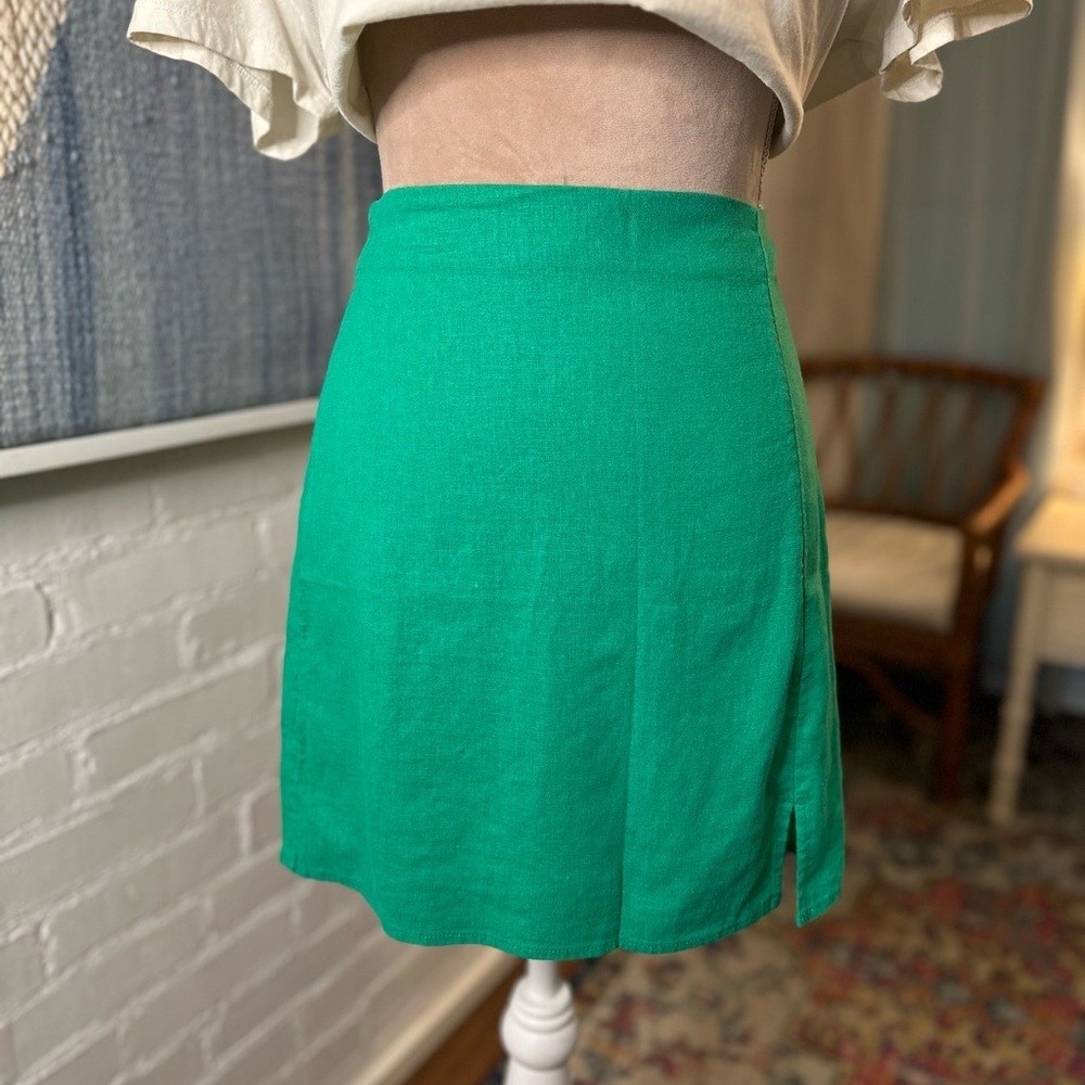 NWT A New Day Green Linen Blend Mini Skirt - Picture 4 of 12